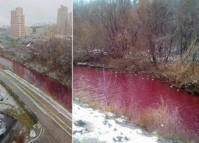 حیرت مردم محلی از تغییر رنگ عجیب رودخانه!