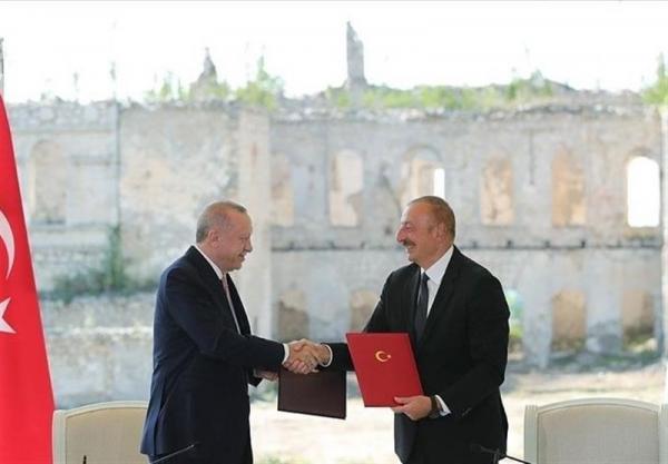 امضای بیانیه متفقین بین علی اف و اردوغان، کنسولگری ترکیه در شوشا