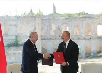 امضای بیانیه متفقین بین علی اف و اردوغان، کنسولگری ترکیه در شوشا